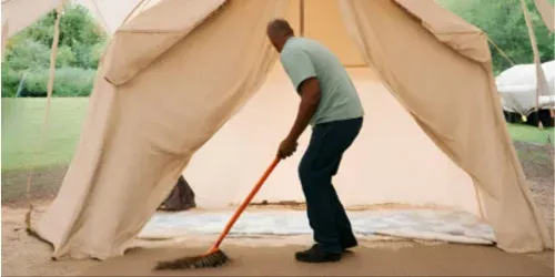 sweep tent floor